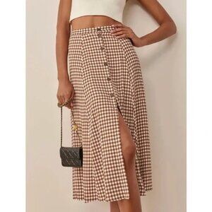 Reformation Hermosa Gingham Midi Skirt | Size 0